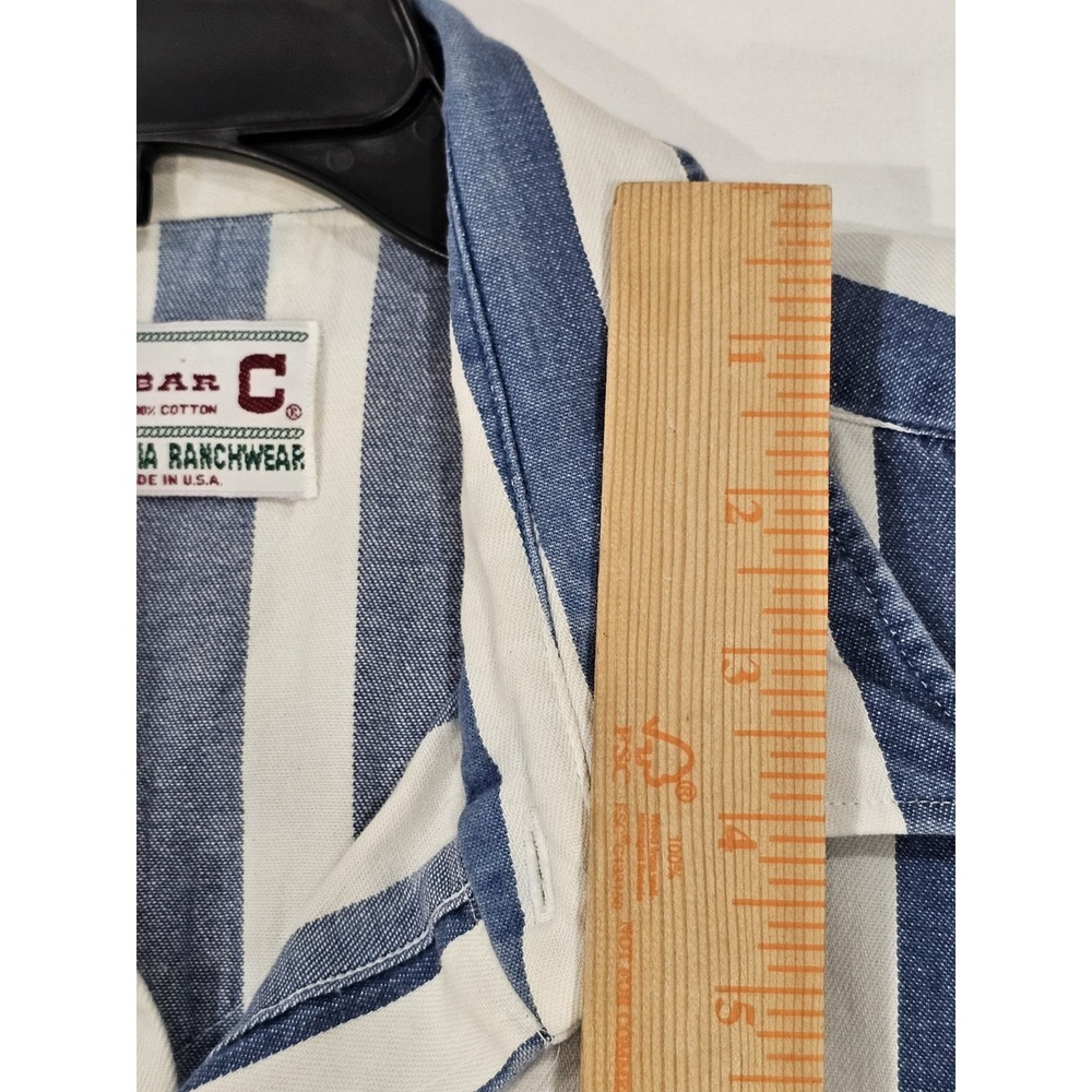 Vtg H Bar C Ranch Wear Western Pearl Snap Striped Shirt XXL Sz Tag Missing USA - Picture 11 of 13